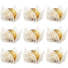 50 envoltorios de chocolate para decoración de Eid Mubarak, bandejas de papel para dulces y comida.