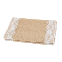 4PCS Spitze Tisch Läufer Retro Sackleinen Läufer für Land Hochzeit Esszimmer