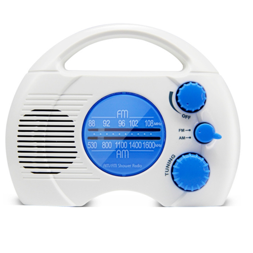 Nieuwe draagbare 4-niveaus douche waterdichte radio AM FM mini badkamer met