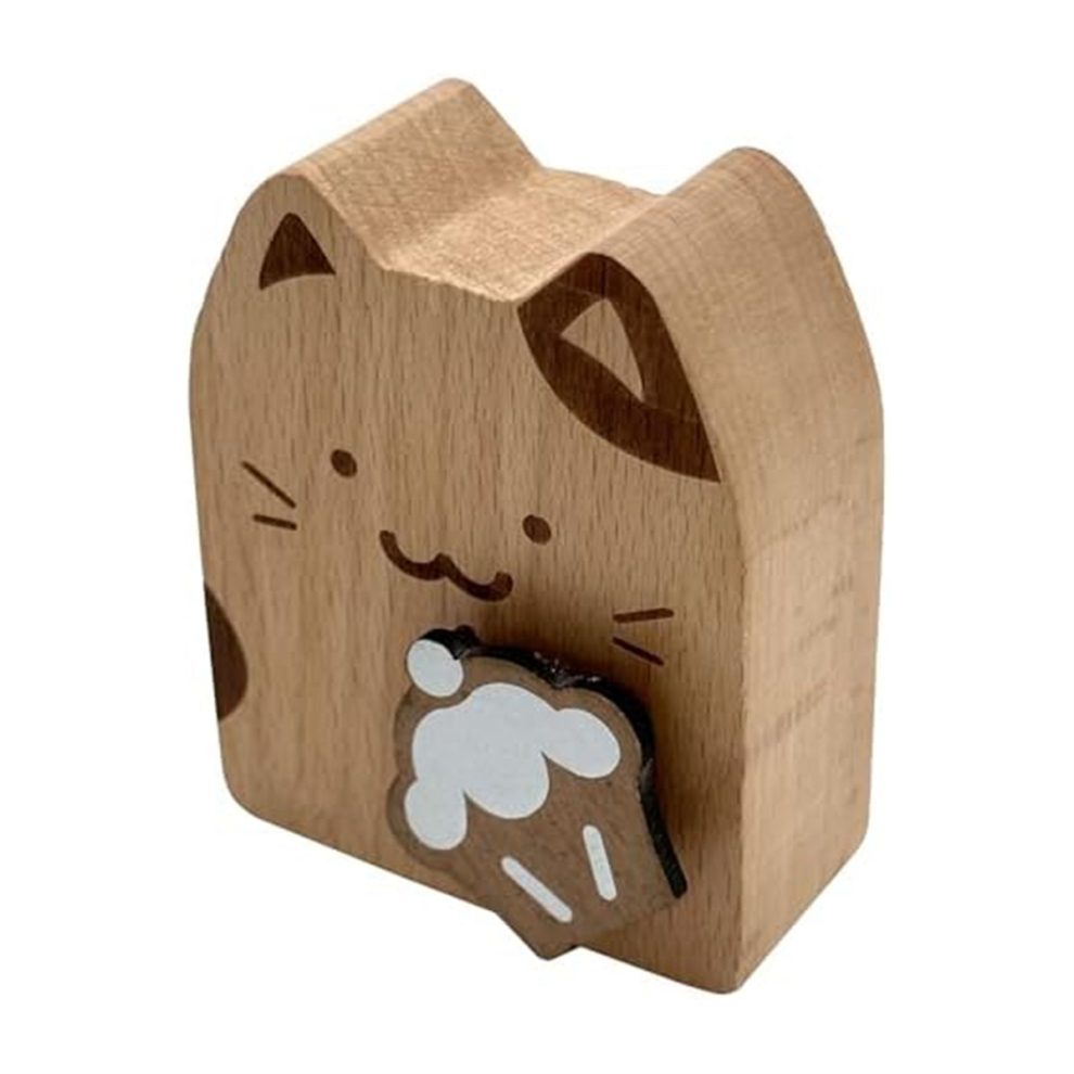 Holz-Spieluhr Mit Katzen-Motiv, Drehmechanismus, Musikalisches Spielwerk FüR Kinder-image