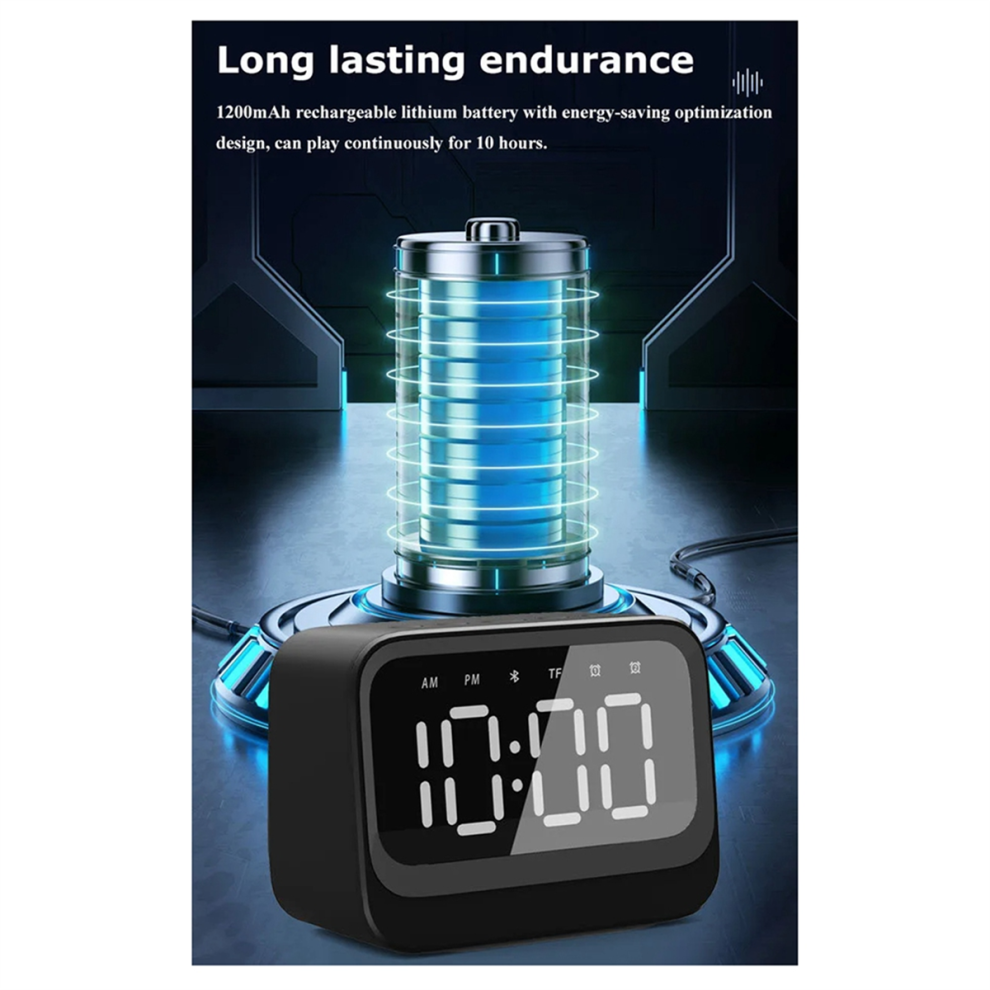Mini Clock Bluetooth Speaker Portable Dual Alarm Soundbar Wireless Dis 4852641485182