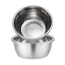 Rustfri stålskåle, salatskål, metalskåle med vandfilter