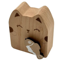 Holz-Spieluhr mit Katzen-Motiv, Drehmechanismus, Musikalisches Spielwerk für Kinder