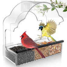 Fenster-Vogelfutterspender für draußen, transparenter Futterspender mit 3 stark klebenden Folien