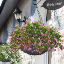 6 stk. 14/16 tommer hængende blomsterkurvforinger stofplanter runde planter