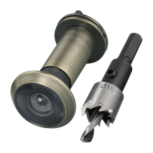 220-stupňové mosadzné kukátka do dverí s vrtákom 16 mm, priemer 0,63 I