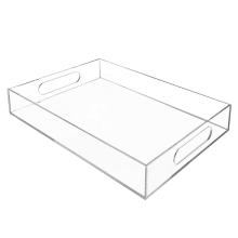 Klares Acryltablett zum Servieren mit Griffen, Snackteller, multifunktional, S