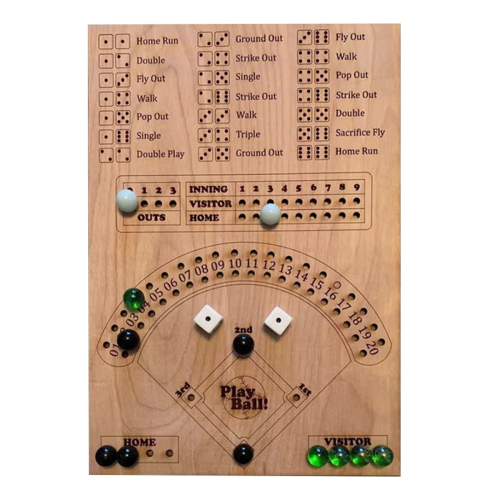 Baseball Dice Board Game Wooden and Interactive Double Table Fun Sport 1