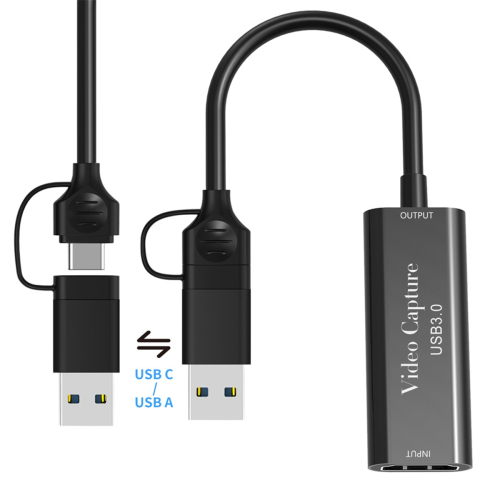 Placa de captura de vídeo USB 3.0 4K - compatível com 1080P 60fps USB tipo C Rec 2