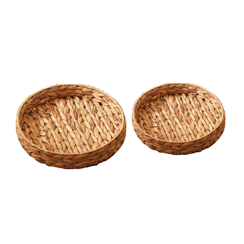 Round Wicker Baskets,Hand Woven Tray Storage Baskets Natural Water Hya 2