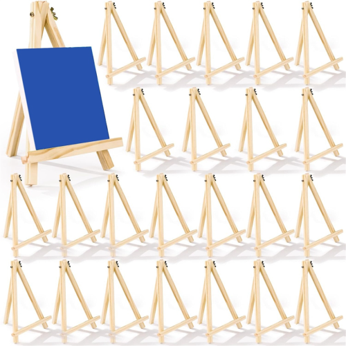 Pacote com 24 cavaletes de madeira de 9 polegadas para pintura em tela, arte, tripé, pintura Ea 1