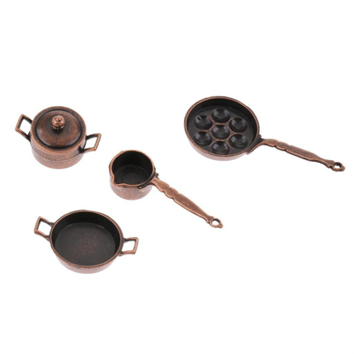 Μινιατούρα Σκεύη Κουζίνας Dolls House 4 Τεμάχια Μεταλλικά 2
