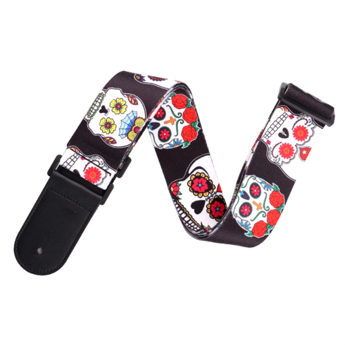 Horror Skull Läder Nylon Fluorescerande Mönster Folk Gitarrrem Elektrisk 2