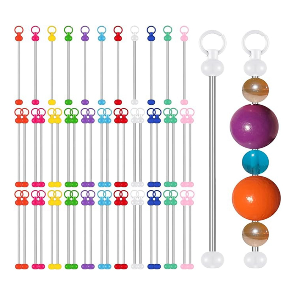 55 Pezzi Di Portachiavi Con Perline Vuote, Accessori Fai Da Te Per Ciondoli Artigianali J-image