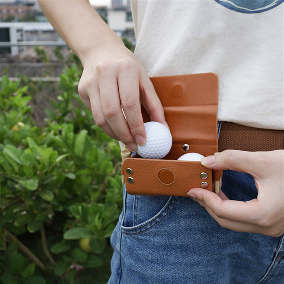 Golf Ball Bag Portable Waist Storage PU Leather for 2Pcs Balls Holds a-image-OPC-PJPYNKF-NEW