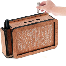 Wooden Money Box with Cash Vault Design, Piggy Bank, Savings Box, A