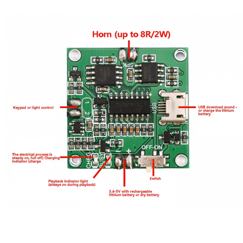 Micro-USB 8M Lyd Stemme Lyd Musik Optagelig Optager Board Chip Pr 2