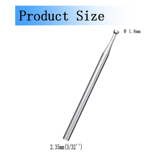 6 peças de brocas redondas de 1,8 mm - haste de 3/32 polegadas para joias 2