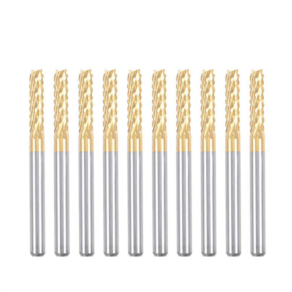 10Pcs Titanium Coat Carbide End Mill Engraving Milling Cutter Cnc Rout 4852641425829