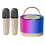 Mini macchina per karaoke color crema con 2 microfoni wireless, portatile 1