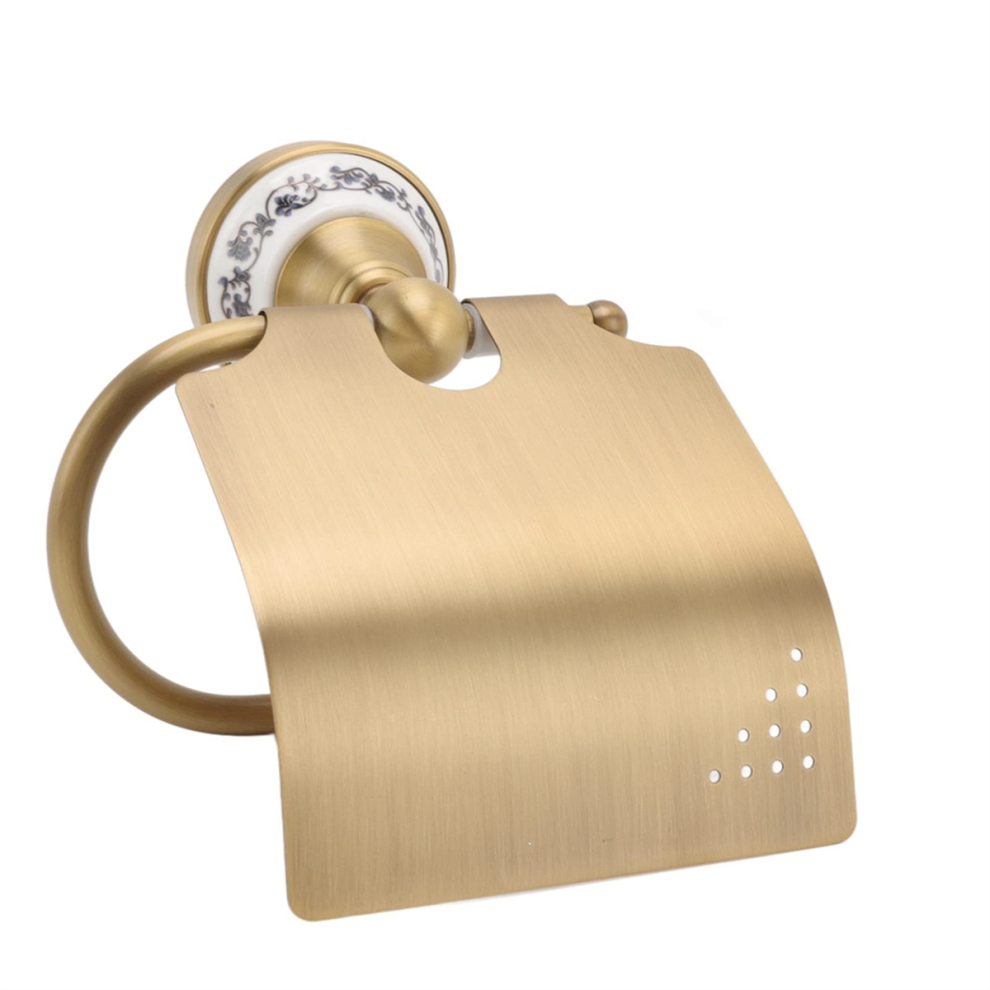 Toilet Paper Holder Vintage Metal Towel Rack with Porcelain Decoration-image-OPC-PJPYQJS-NEW