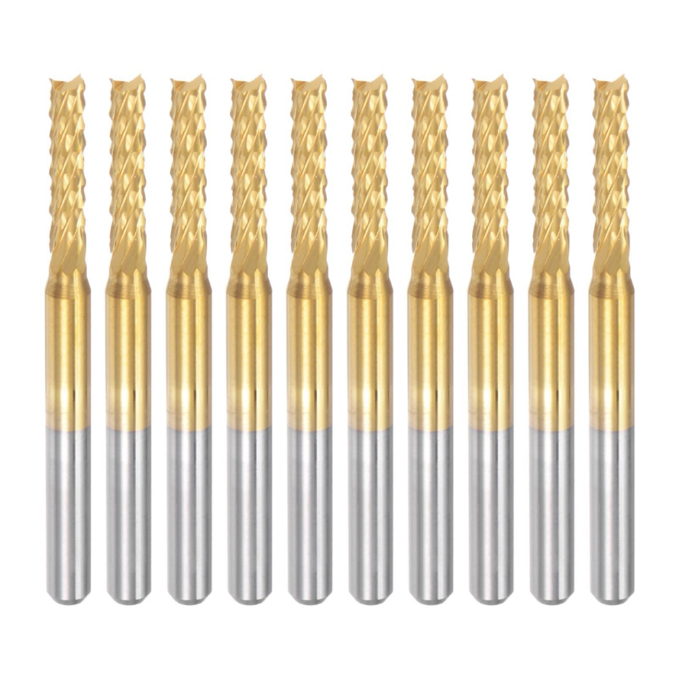 10Pcs Titanium Coat Carbide End Mill Engraving Milling Cutter Cnc Rout 4852641425867
