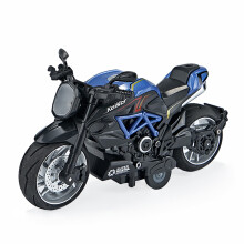 Pull Back Motorcycle Toys for Kids Age 3-8, Retro Blue Motorcycle with Music and Lights, Classic Pullback Gift
