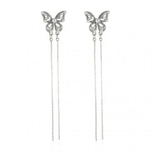 1 Pair Drop Earrings Geometric Exaggerated Temperament Ornamental Shiny Dress Up Elegant Classic Rhinestone Butterfly Tassel Earrings Fashion Jewelry