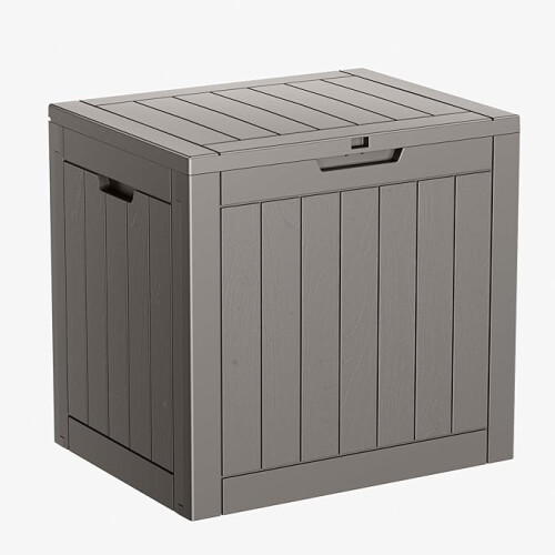 31GAL  Resin Deck Box, Lockable Patio Outdoor Storage Box - Grey