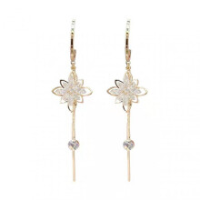 1 Pair Dangle Earrings Flower Hollow Jewelry Faux Crystal Fringe Drop Earrings Birthday Gifts