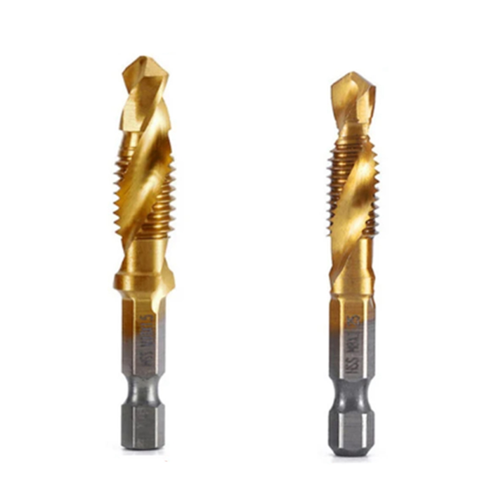M8 M10 Hex Shank Titanium Plated Hss Screw Thread Metric Tap Drill Bit 4852641439352