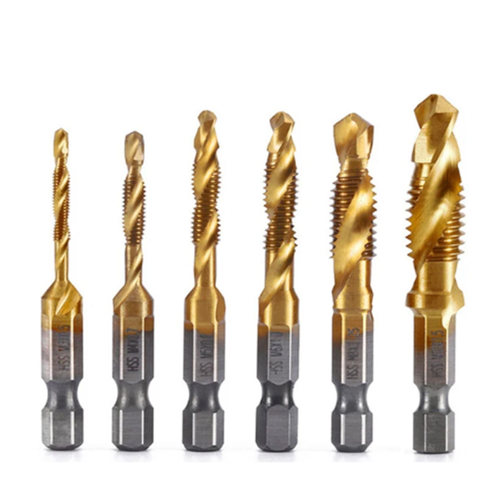 6Pcs M3 M 4 M5 M6 M8 M10 Hex Shank Titanium Plated Hss Screw Thread Me 4852641439437