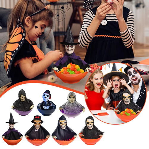 Halloween Candy Bowl Dish with Motion Ghost Fruit Bowls Light Up Eyes 2