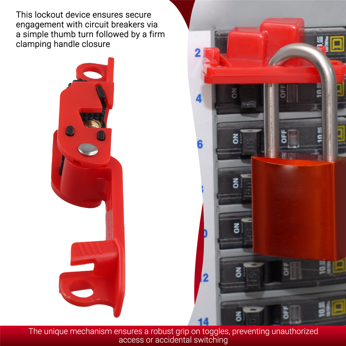 Red Electrical Box Circuit Breaker Lockout, Tagout Lock for Standard S ...