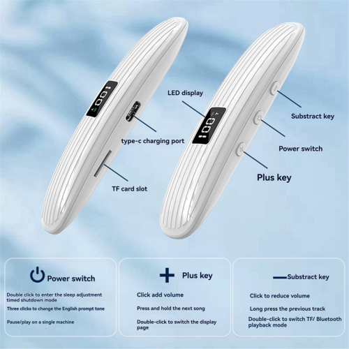 Bone Conduction Bluetooth Speaker Wireless Sleep Aid Soundbar with LED 1