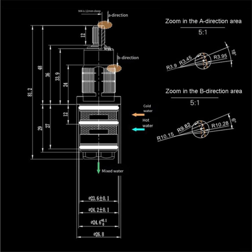 Termostatisk bruseventil, termostatisk spole, messingarmatur V 2