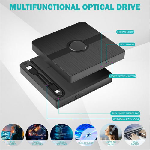 External Blu Ray Drive,CD/DVD Burner Player with Read/Write Capability 2