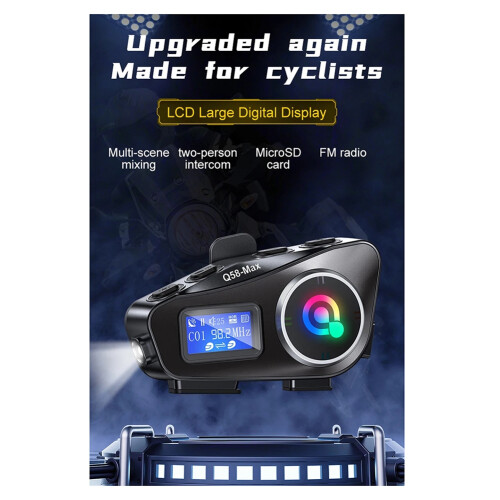 Q58-Max Motocyklová přilba Intercom Bluetooth Headset Sdílení hudby MP3 2