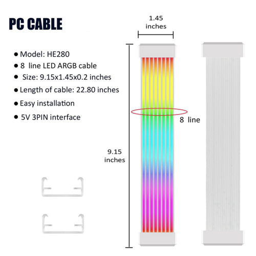 Καλώδιο επέκτασης τροφοδοσίας RGB ARGB 5V 3Pin LED Light Strip Bar για θήκη υπολογιστή 2