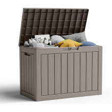 45 Gallon Resin Deck Box, Lockable Patio Outdoor Storage Box - Grey