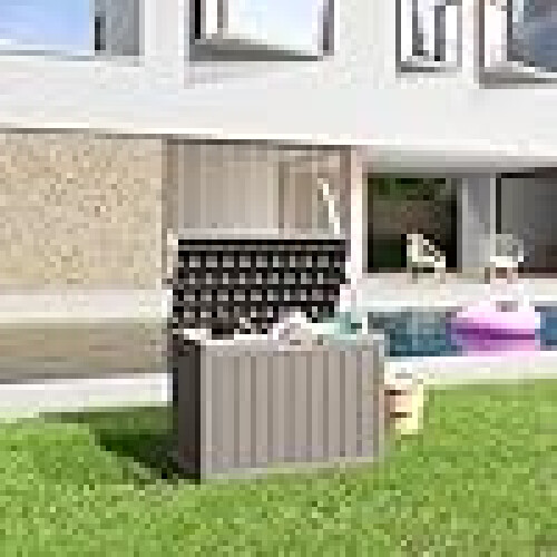 45 Gallon Resin Deck Box, Lockable Patio Outdoor Storage Box - Grey 1