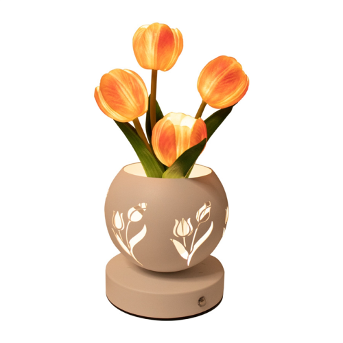 Φωτιστικό γραφείου Tulip Night Light με τεχνητό λουλούδι και βάζο με κοπτικό USB Ch