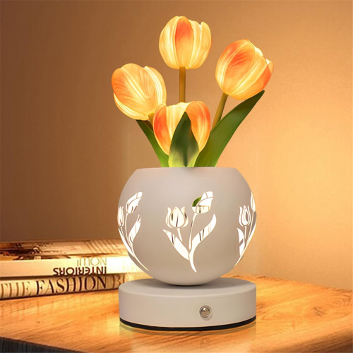 Φωτιστικό γραφείου Tulip Night Light με τεχνητό λουλούδι και βάζο με κοπτικό USB Ch 2
