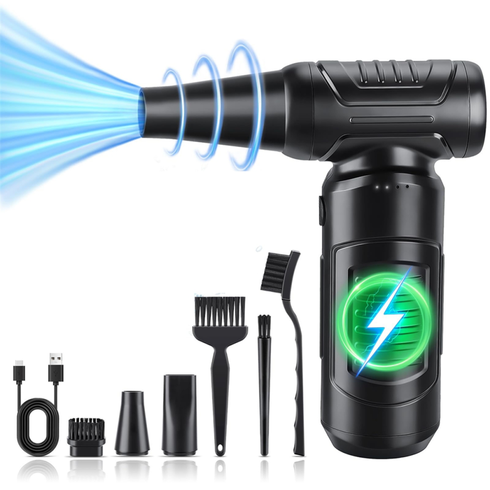 Compressed Air Duster, 180000RPM High-Speed 3 Gear Electric Cordless B-image-OPC-PJQ5FNN-NEW