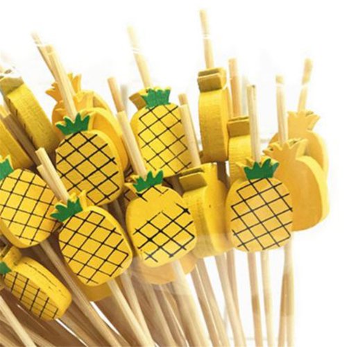 100 palillos de bambú desechables para comida, cóctel de frutas, hechos a mano 2