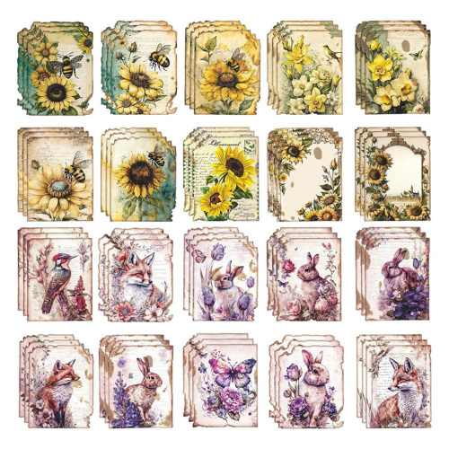 60 τεμάχια Vintage Scrapbooking Χαρτί Decoupage για Έπιπλα και Κατασκευές Φυτά 1