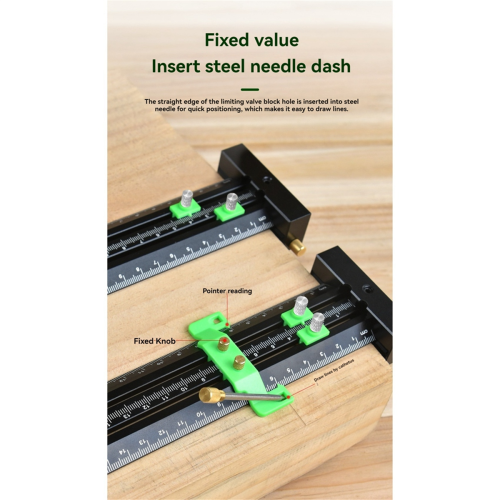 T-Shaped Double Line Marking Ruler+Steel Needle/Parallel/Vertical Rule 2