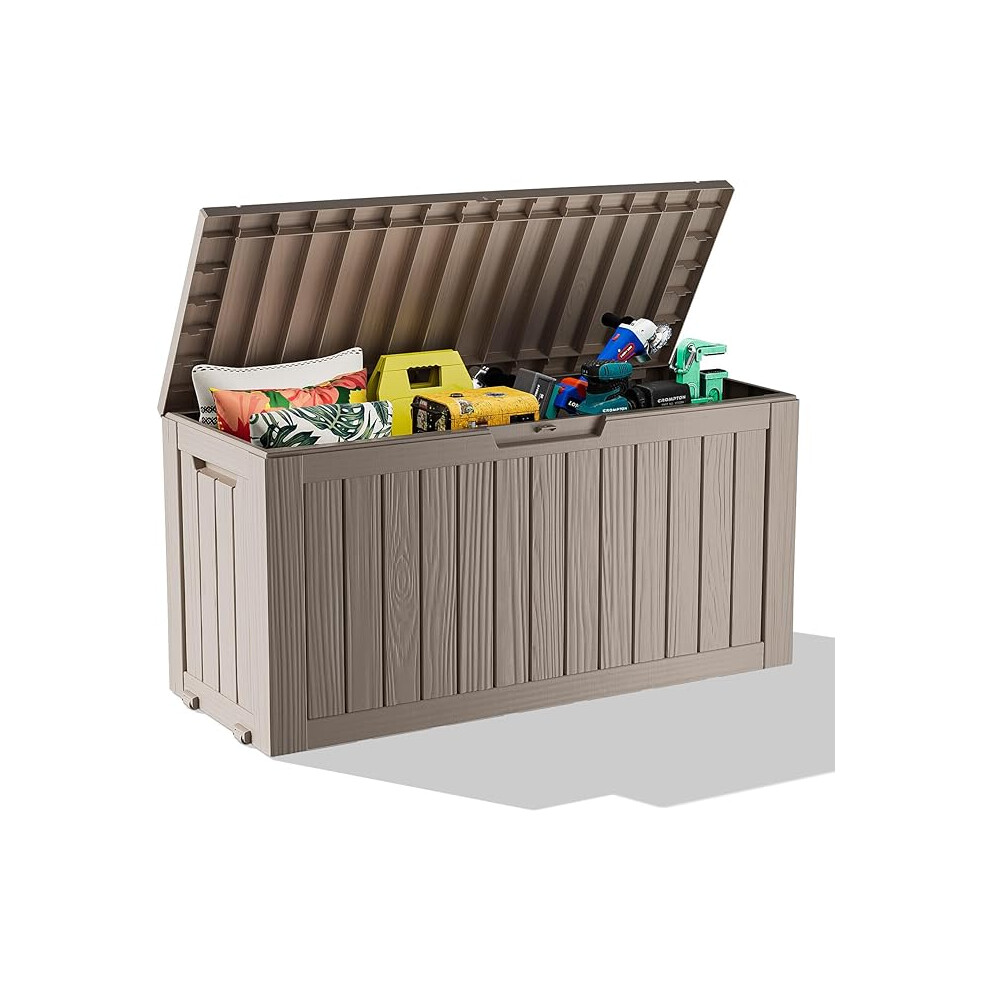 75 Gallon Resin Deck Box, Lockable Patio Outdoor Storage Box  - Grey-image-OPC-PJQHCPZ-NEW