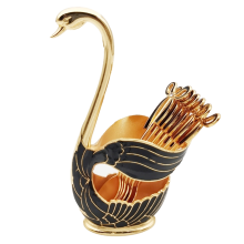 Conjunto de colheres de sobremesa para café estilo cisne - Suporte para colher de frutas europeu e decoração