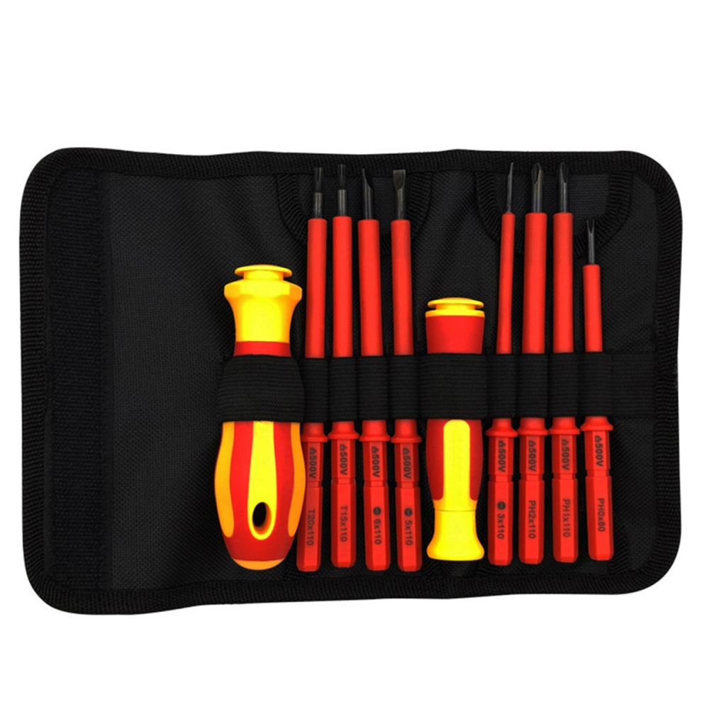 Insulated Screwdriver Set, Plums Blossom Flat Head, Bag, Home Mainte 4853103936716